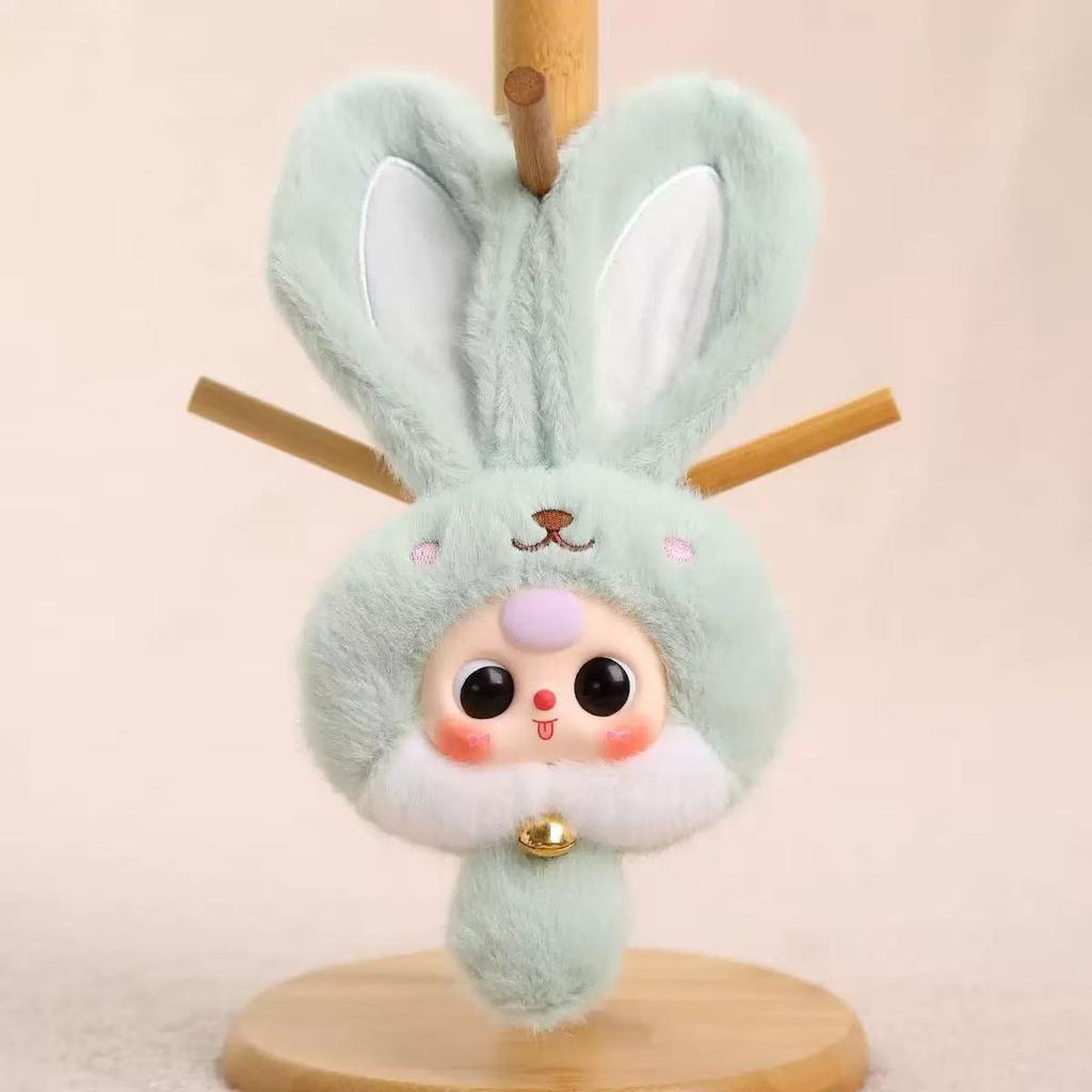 20cm Entzückende Hasen Plüschtiere Eine Hasenpuppe mit Glocke Bunt gefärbte Vinylpuppen Kinderspielzeug Heimdekoration Geburtstagsgeschenke für Mädchen