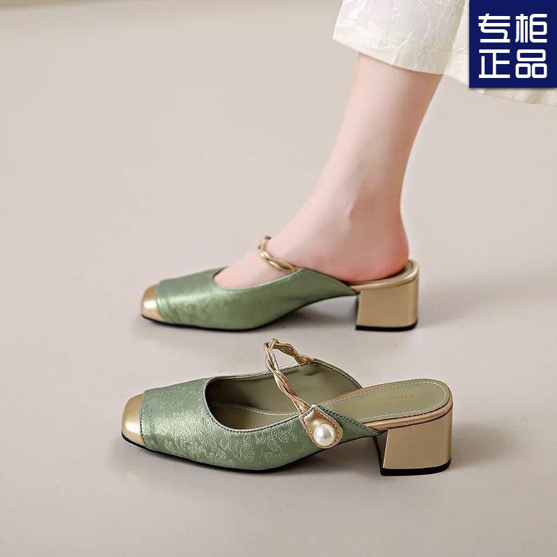 Summer new national bag head sandals women's embroidery pattern low heel outer wear cool slippers versatile sandals large size