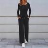 New Fall Sports Set Solid-Color Top and Wide-Leg Pants Two-Piece Set for Women