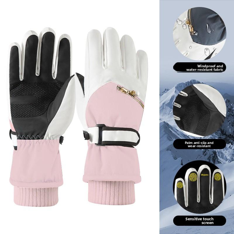Ski Gloves Man Woman Winter Cycling Touchscreen Waterproof Windproof Thermal Fleece Lined Warm For Cold Weather Outdoor Sports