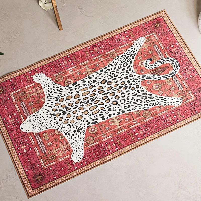 Moroccan-Inspired Tiger Living Room Carpet Ethnic Rug Large Easy-Clean Washable Non-slip Bedroom Stylish Home Decor Floor Mat