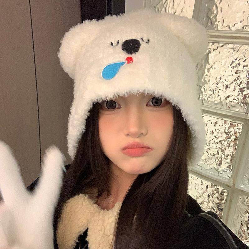 Flowers and Less Zhao Zhaoyi Grey Wool Hat Women's Autumn and Winter Warm Ear Protector Small Baotou Hat