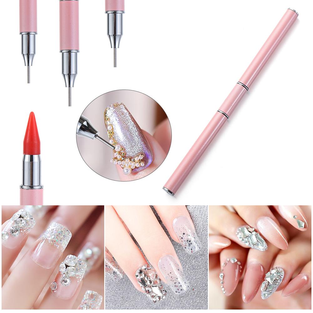 Colorful Dual-Ended Wax Pencil DIY Nail Art Rhinestone Picker Diamond Point Drill Pen Rhinestone Applicator Nail Tools