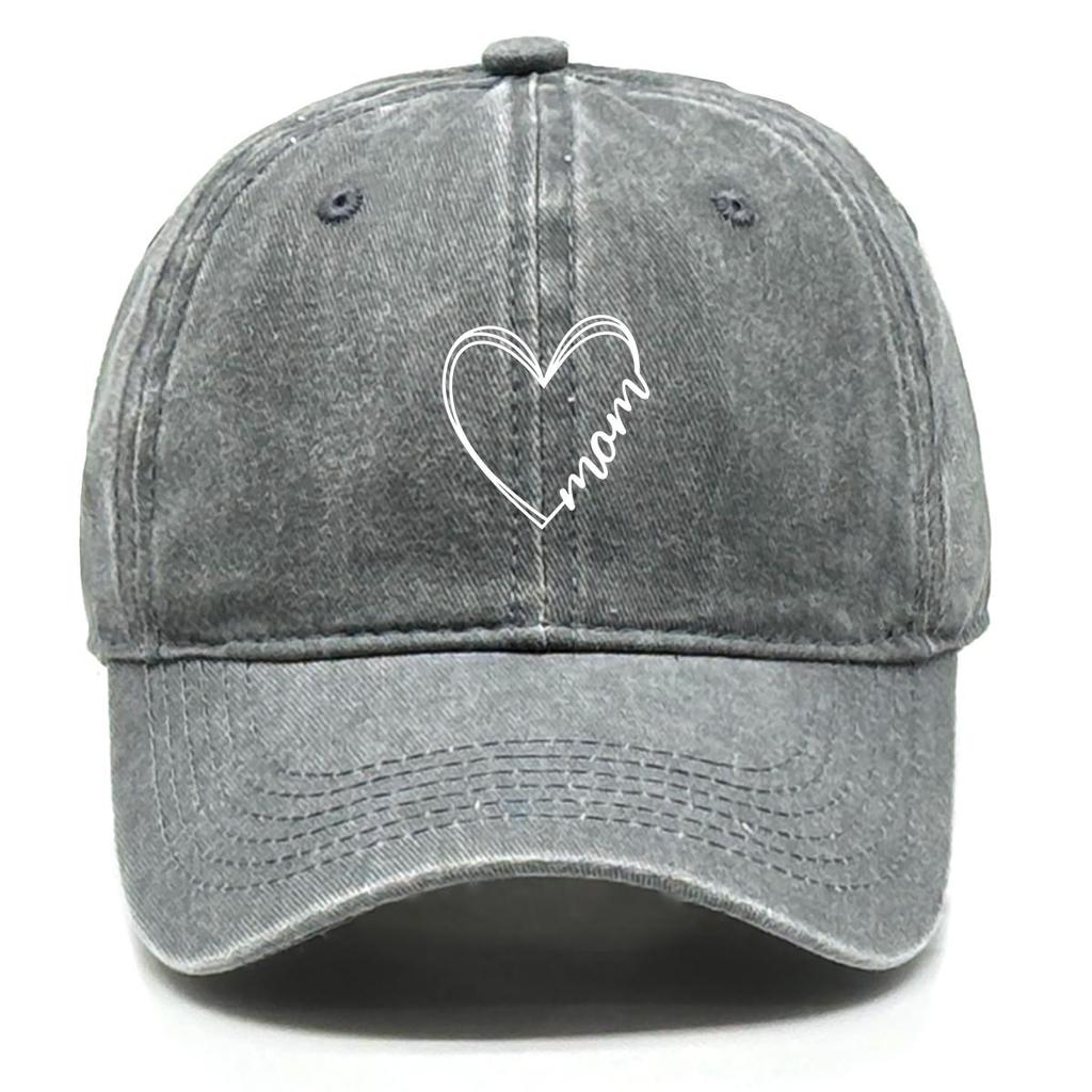 Mom" LOVE Print Adjustable Sun Hat, Mother's Day Trucker Hat Breathable Fit Solid Color Hip Hop Snapback Baseball Hat