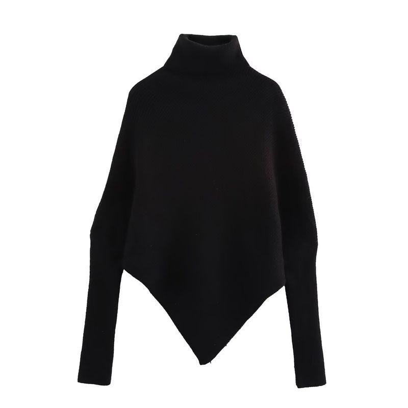 Kaslead New Arrival Women's Clothing Fashion Style Fashion Minimalist Turtleneck Asymmetrical Hem Knitwear