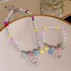 Dopamine Color Beaded Pentagram Star Pendant Necklace Female Personality Versatile Temperament Clavicle Chain Sweet Cool Wind Bracelet