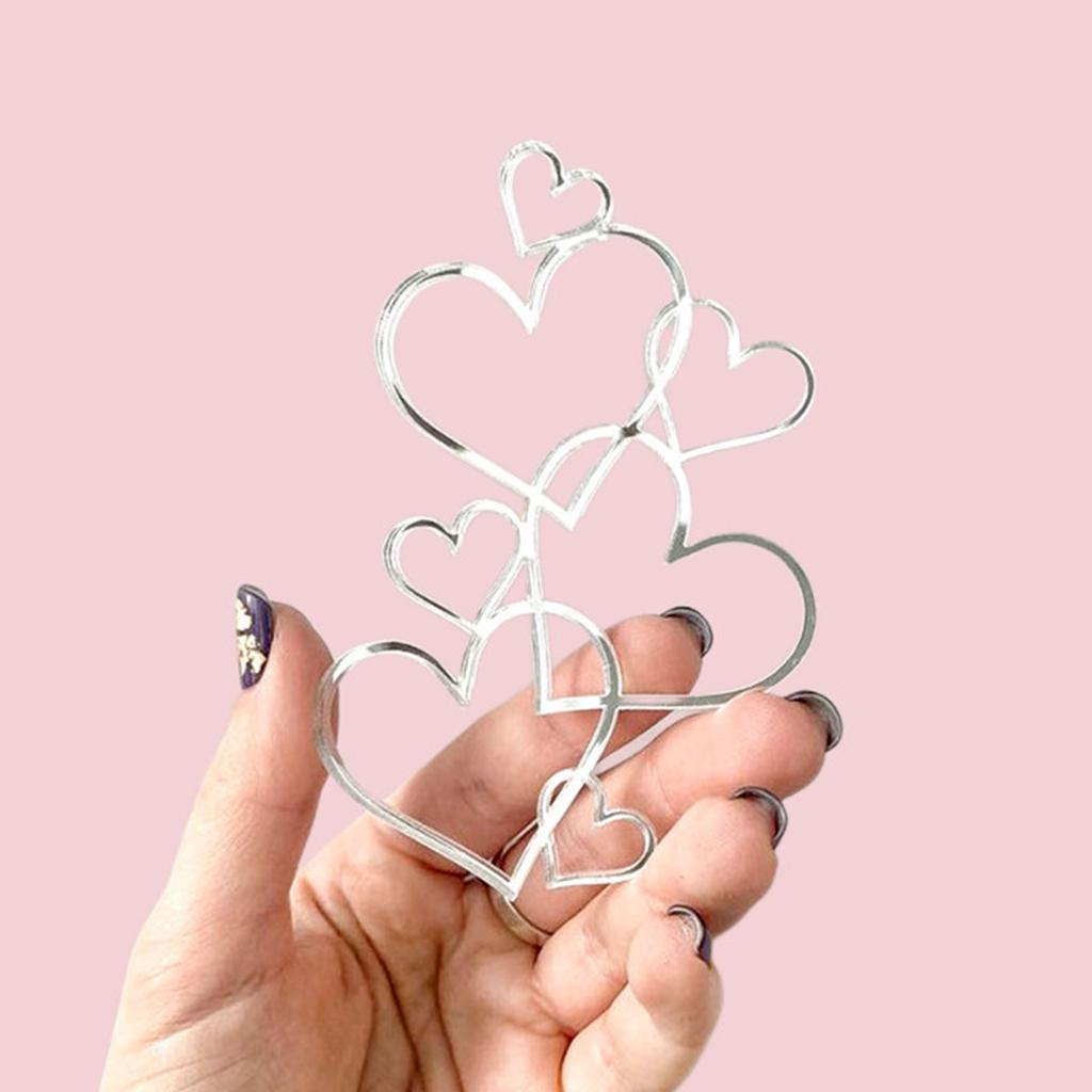 7 Hjerter Bryllupskaketopp Minimalistisk Kjærlighetshjerte Kakedekorasjon Valentinsdag Dessert Festdekorasjon