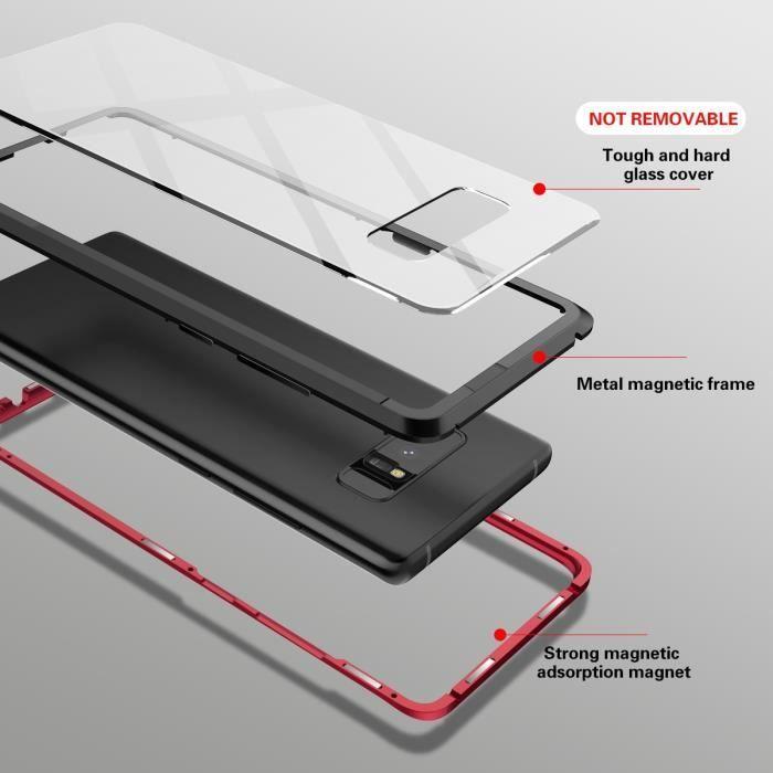 2-in-1 Case - Samsung - Note8 - Hard - Magnetic - Transparent Black/Red