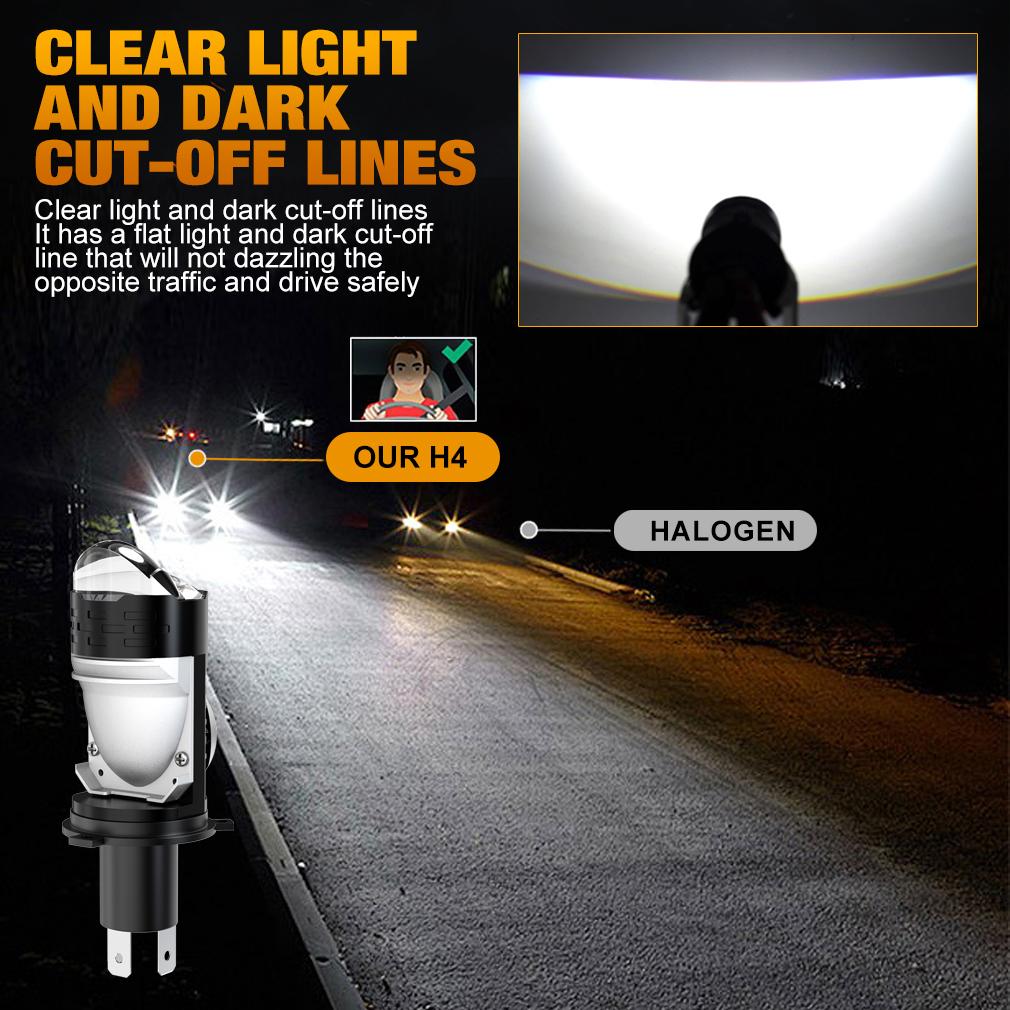 2Pcs Three Colors Dual Lens H4 LED Headlight Bulbs 110W 60000LM Car Projector Hi/Lo Beam Light Motorcycle Headlamp 6000K 4500K Warm White 3000K Yellow
