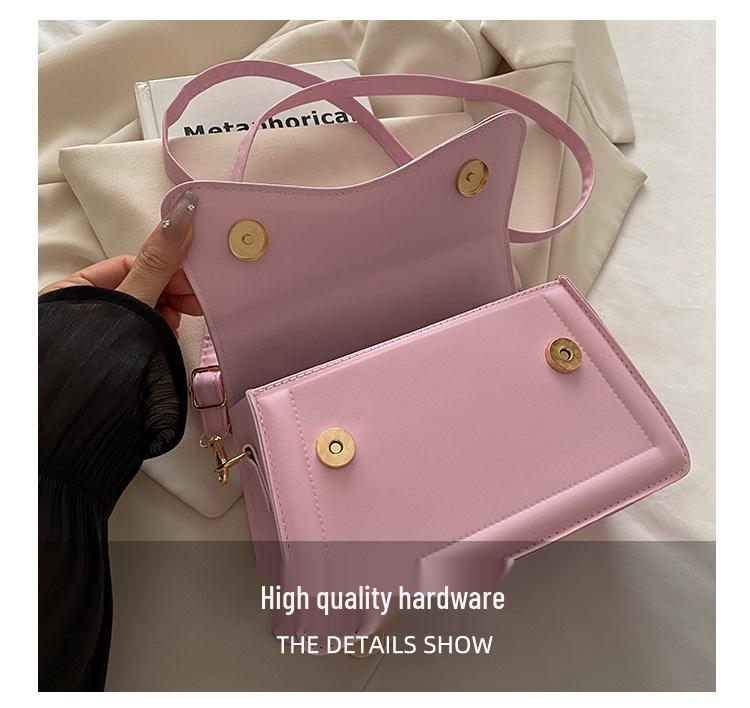 Retro Solid Color Crossbody Bag - Fashionable Simple Design, Commuting Shoulder Handbag, Small Square Shape