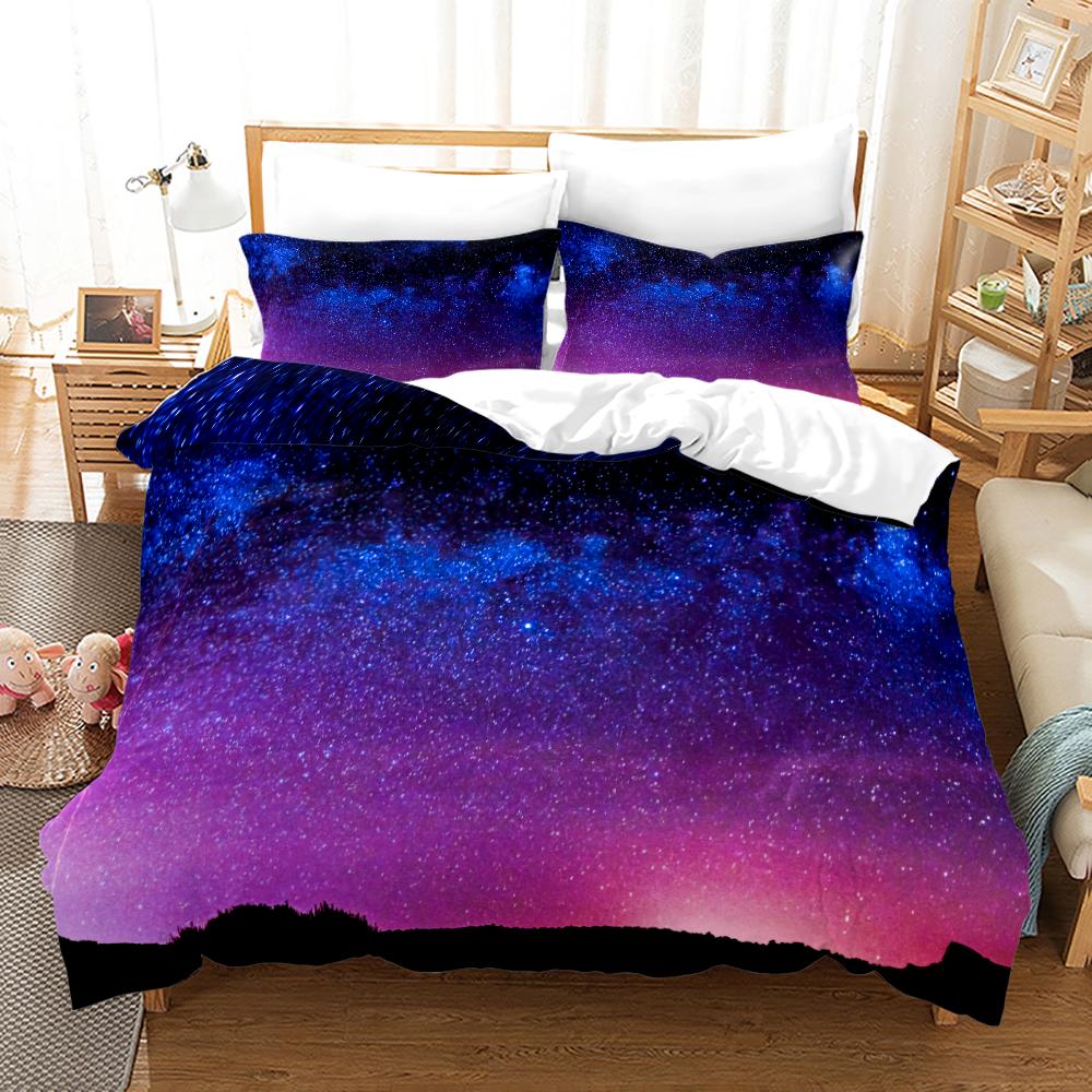 Galaxy Duvet Cover Set Love Heart Shaped Cloud Comforter Cover King Queen Size for Boys Girls Teens Bedding Set with Pillowcase