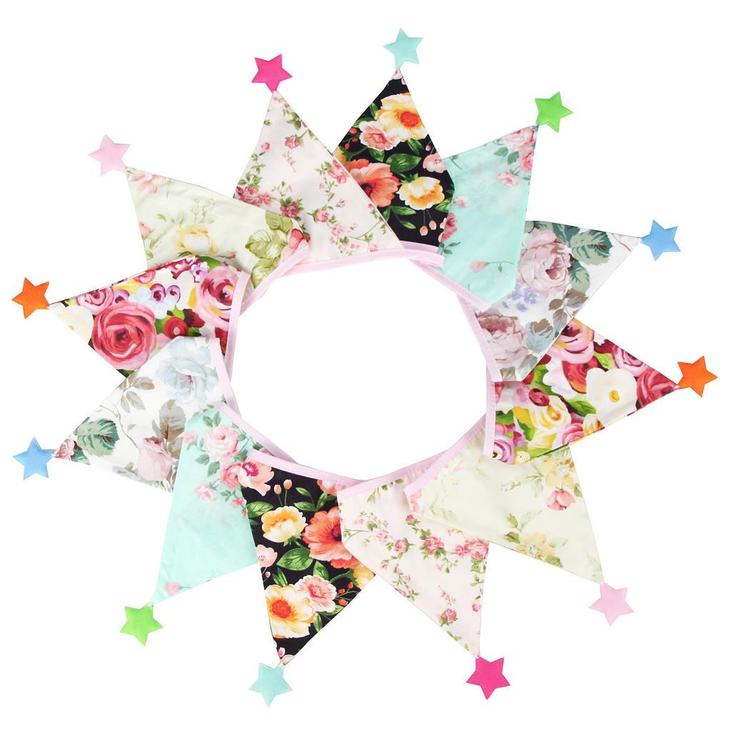 Nordic Star Cotton Triangle Flag Banner for Wedding or Kindergarten Decor