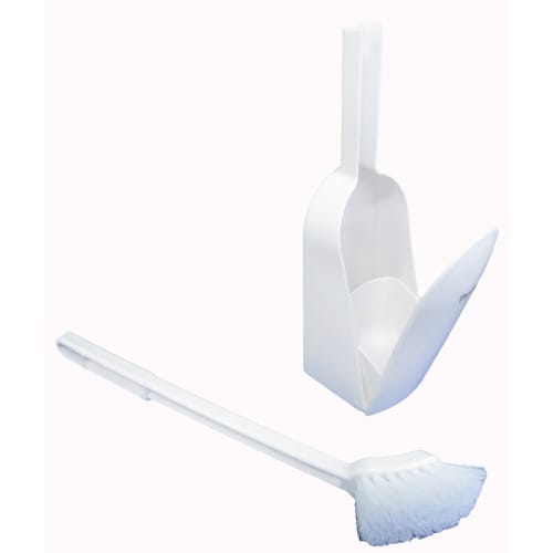 Ohe Toilet Brush, White, Approx. 37cm H x 8cm W x 9.3cm D, Includes Thrift Case, Flocked