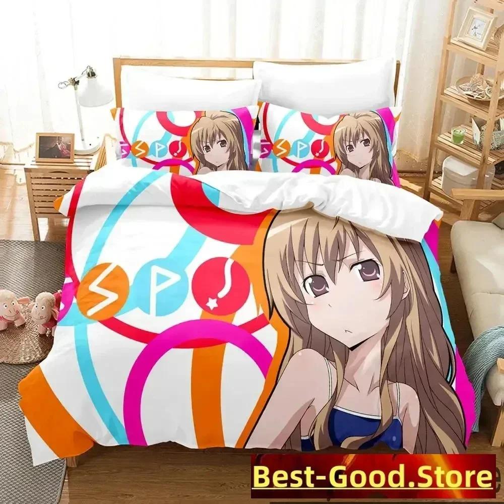 Anime Toradora TIGER DRAGON Bedding Set Duvet Cover Sheet Printed Bed Set Pillowcase Bed Full Queen King Size Comforter Bedroom