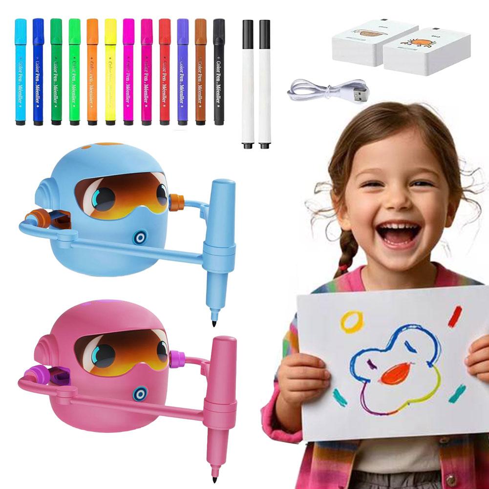 1SET Interactive Educational Drawing Robot Learning Toy With 100 Cards Early Educational Toys For Girl And Boy Preschool Learnin