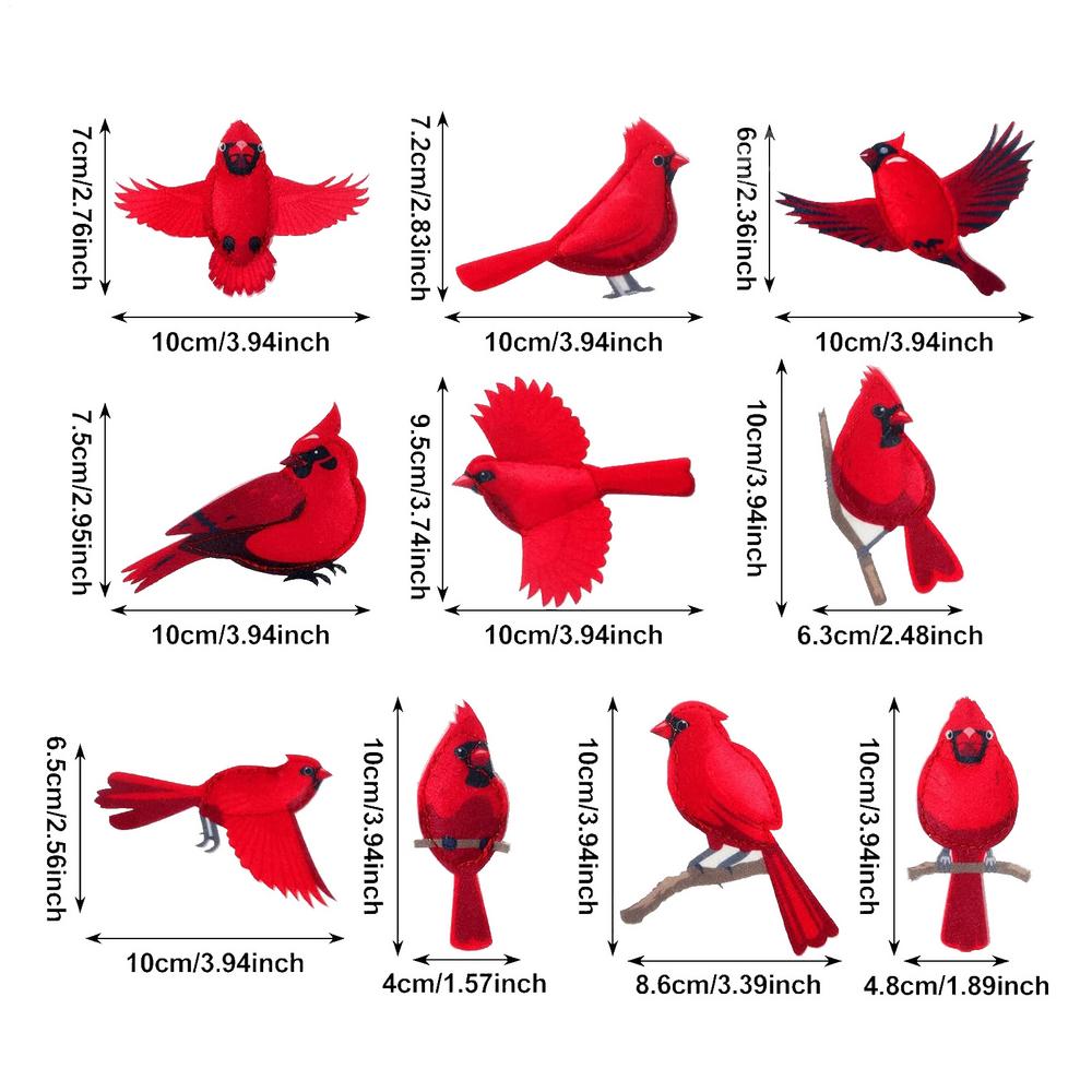 

Bird Christmas Tree Ornaments 2D 10 Pieces Red Bird Hangable Ornaments Wooden Party Pendant For Retail Store Displays Small червоний