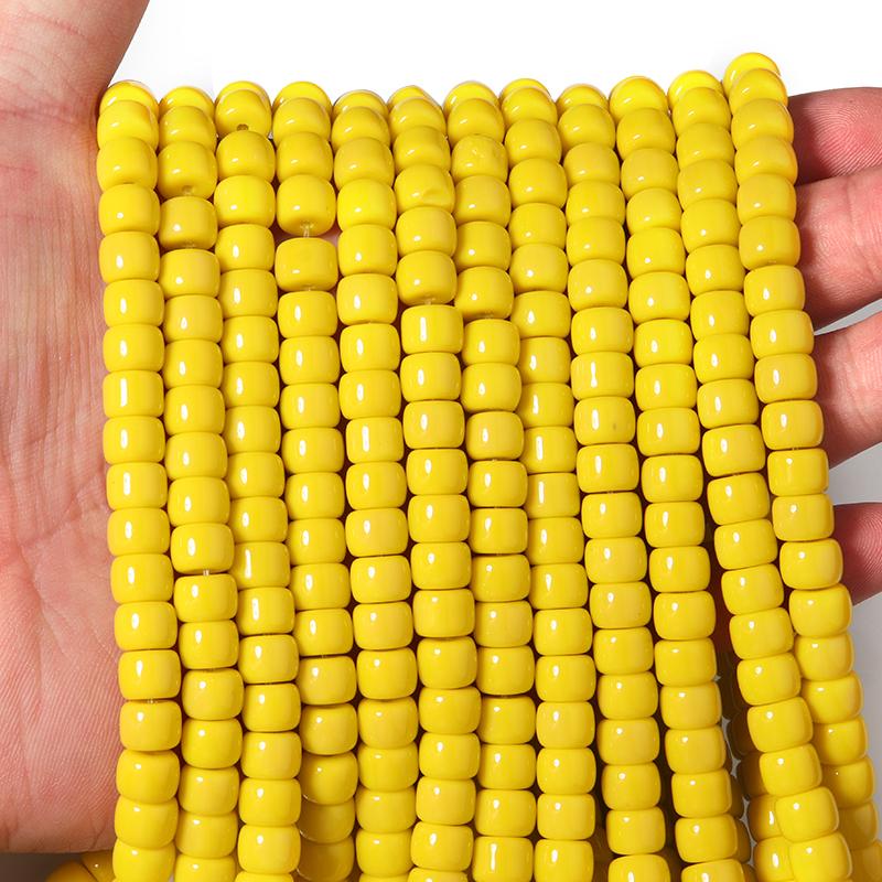 

1 String 8×6mm Glass Beads Colorful Cylindrical Spacer Beads For Jewelry Making Diy Charm Bracelet Necklace Supplies Length 40cm жёлтый