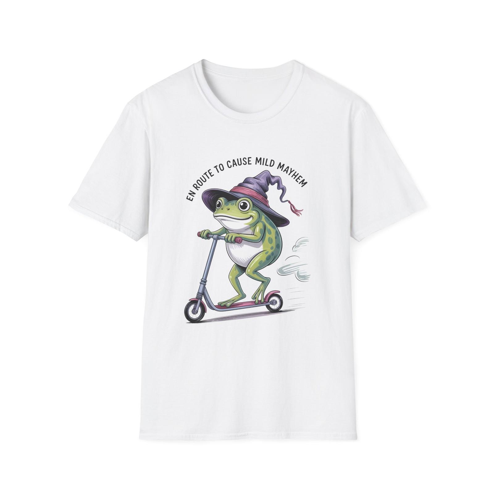 Witch Frog on Scooter T-Shirt | Funny Halloween Frog Illustration S разноцветный