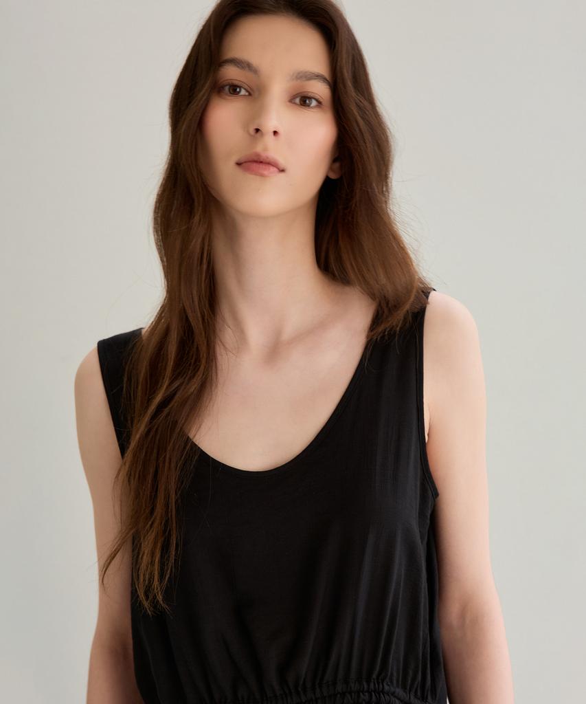 THEELO Airy String Sleeveless Top (Black)