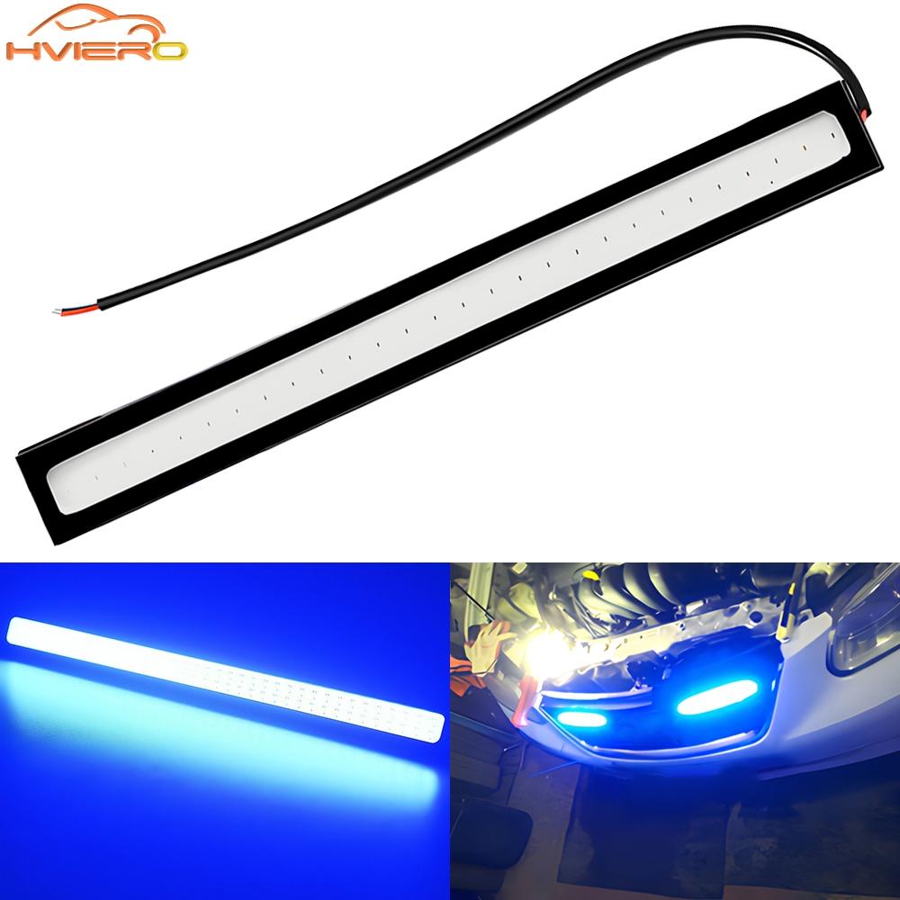 1pcs 17CM 1Row White Blue COB DRL Daytime Running Light Led 12V Ultra Bright Day Turn Signal Parking Fog Lamp Bar Car Motorcycle