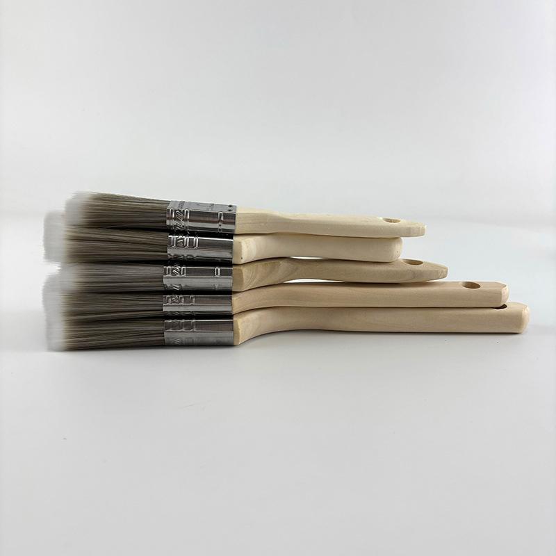 5Pcs Paint Brush Set White Coffee-colored Paint Long-handled Bevel Art-specific Nylon Brushes for Barbecues and Marine Use