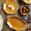 Retro Japanese Style Ceramic Plates Exquisite Relief Soup Bowls Delicious Dishes Dining Plate High End Household Tableware
