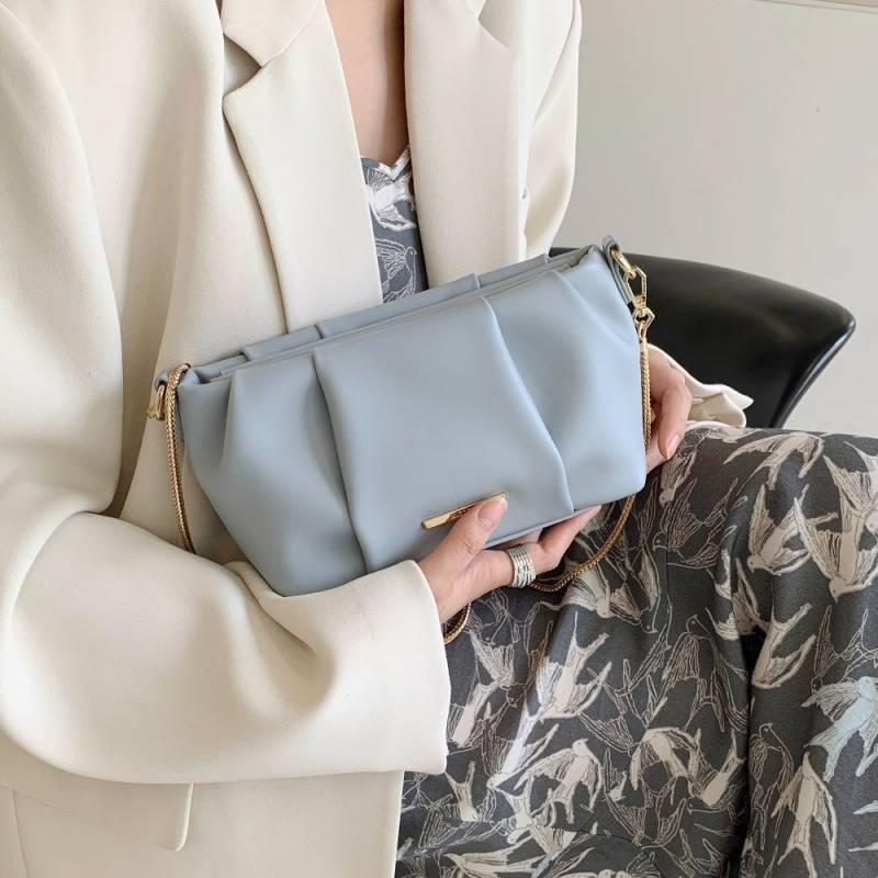 

IELGY Простая квадратная женская сумка через плечо на одно плечо с цепочкой синий