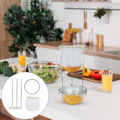 Stainless Steel Jelly Strainer Stand with Nylon Reusable Filter Bag Stable Triangular Design Kitchen Filter Holder