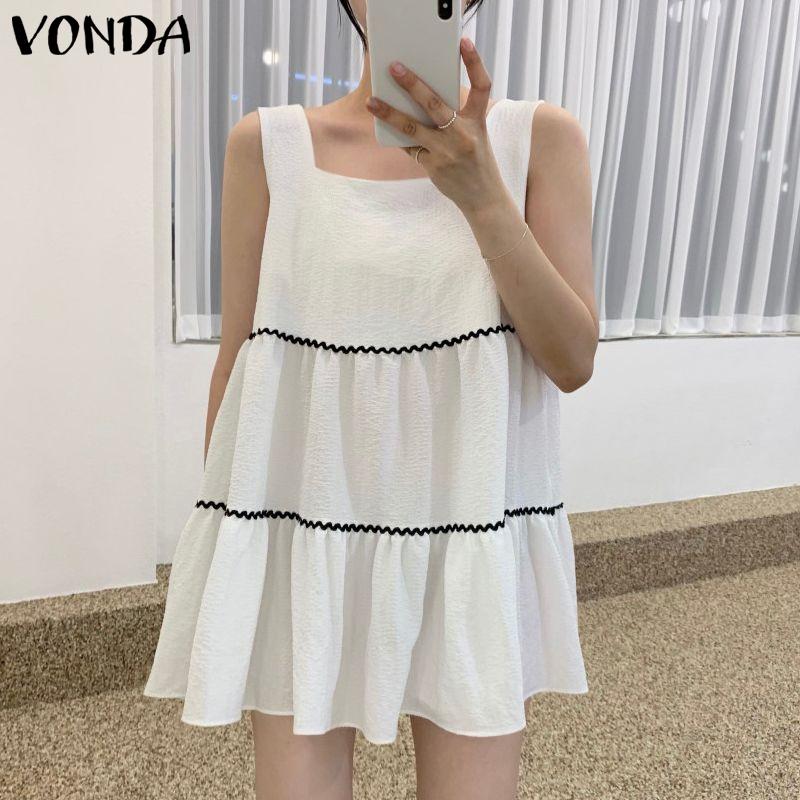 

VONDA летнее женское мини-платье без рукавов с квадратным воротником