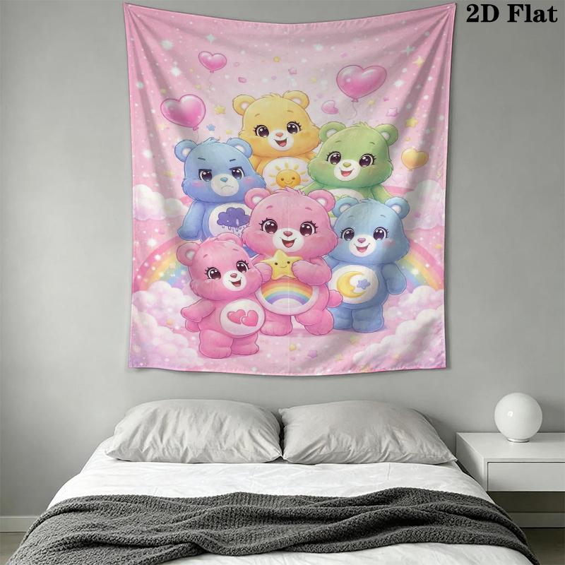 Care Bears Wall Tapestry Aesthetic Wall Hanging Printed Fabric Blanket Decorative Tapestries for Bedroom Living Room Home Decor