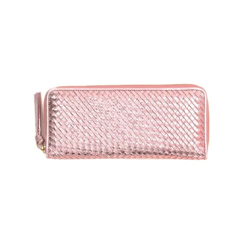 

[Pelke] Leather mesh bellows card long wallet 08-06-04062 ladies PI