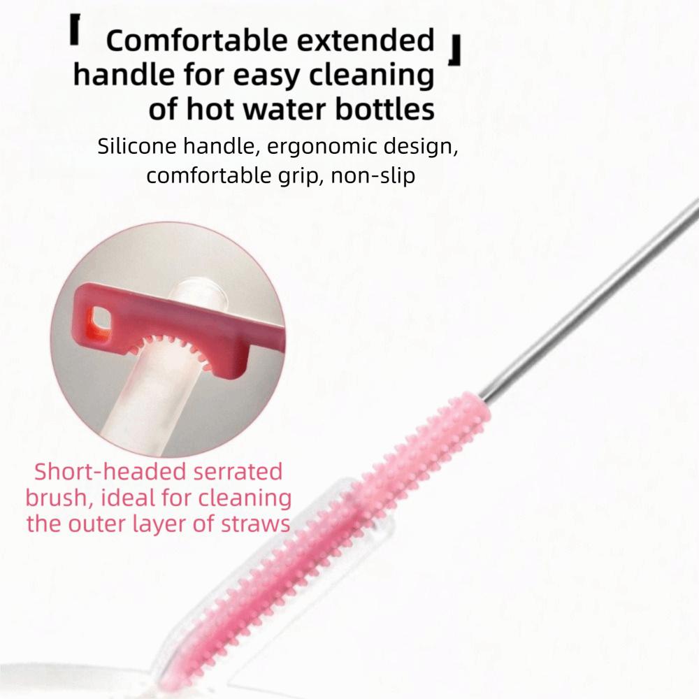 Dual-head Design Silicone Straw Brush 26cm Extended Version Bottle Brush  Feeding Bottle