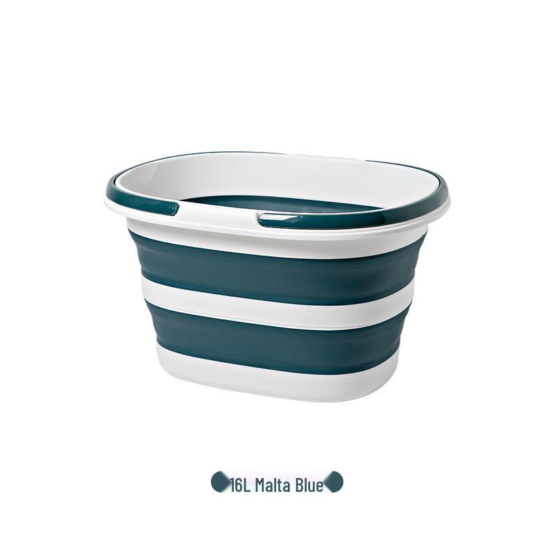 Foldable Household Storage Bucket with Handle - Large Capacity, Portable for Outdoor Camping, Car Use, or Laundry.