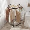 Display Hanging Clothes Rack with Wheels 360°Rotating Metal Clothing Stand Round Garment Rack for Live Broadcast Room
