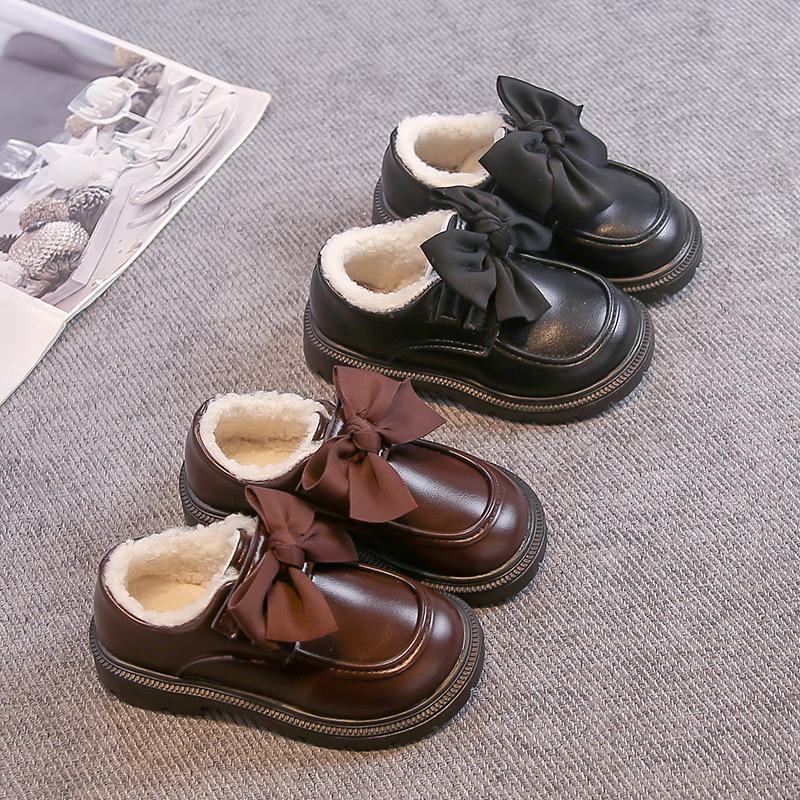 Girls winter shoes cotton leather shoes winter new children beanie shoes girls princess big cotton shoes velvet loafers