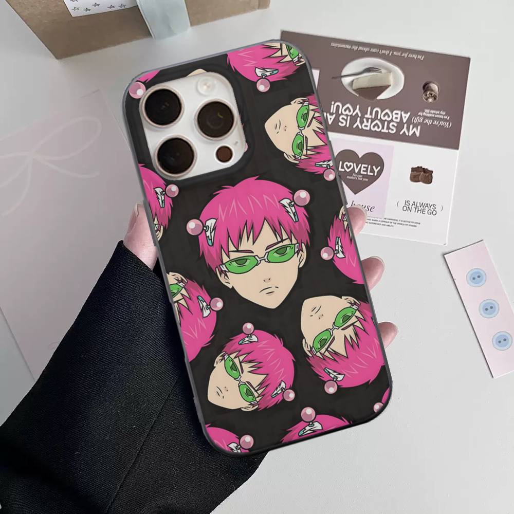 Cute Kitty Boy Saiki Kusuo Corrugated Stripe Phone Case For IPhone 17 16 15 14 13 12 11 Pro Max Plus Pro Shockproof Cover