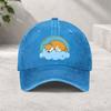 Sleeping Shiba Inu Cloud Graphic Washed Denim Baseball Cap Unisex Adjustable Outdoor Sun Hat