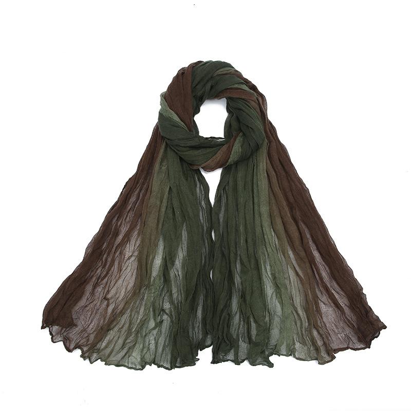 Gradient Crumpled Scarf For Women Girls Students New Thin Patchwork Cotton Voile Scarves Soft Knitting Shawl Female Wrap Shawls