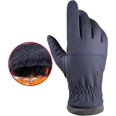 Men's Winter Waterproof Full-Finger Cycling Gloves Fleece Warm Non-Slip Touch Screen Elastic for Running, Motorcycle & Ski