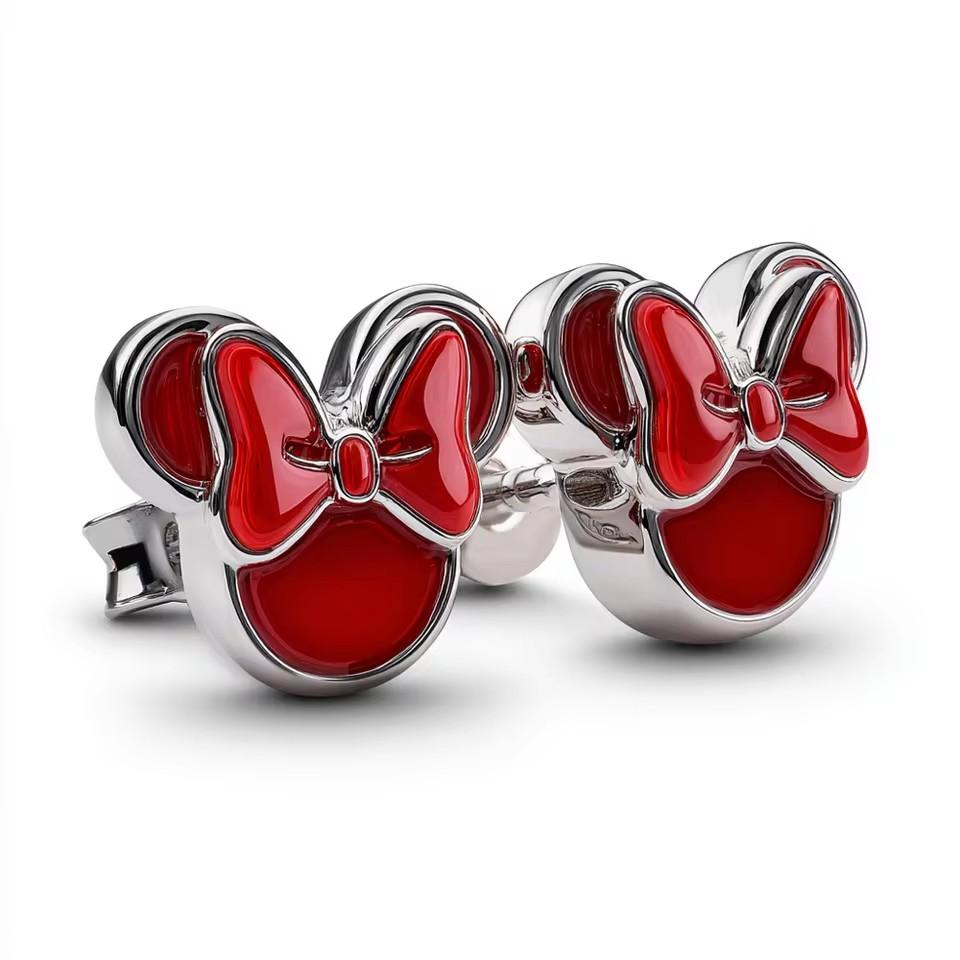New 925 Silver Stitch Donald Duck Minnie Earrings With Zirconia Fashion High Quality Jewelry for Women Girls