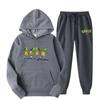 Women's Hooded Sports Tracksuit Unisex Two-Piece Running Outfits Long Sleeve Pullover Hoodies Sweatshirt+Sweatpants Set