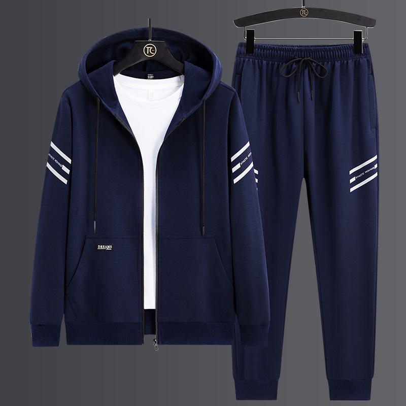 Plus Size Men's Casual Loose Sports Set: Hooded Sweatshirt Two-Piece, Fat Man's Handsome Spring/Autumn Trend.