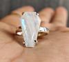 Coffin Ring, Rainbow Moonstone 925 Solid Silver Ring, Gemstone Jewelry, Handmade Silver Ring, Women Ring, Gift for Her