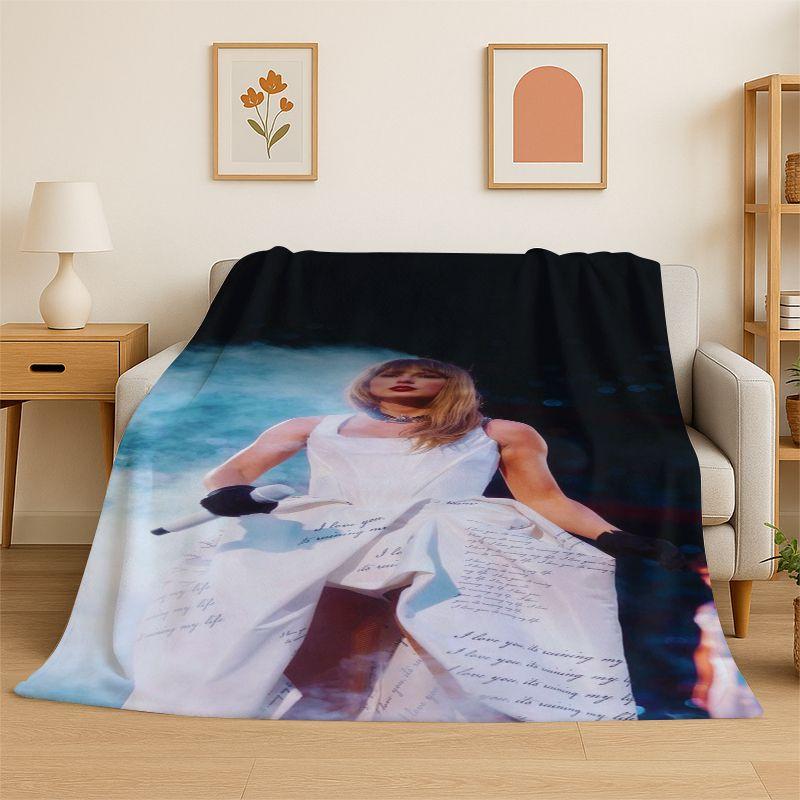 Coperta morbida in flanella alla moda T-Taylor Singer Music, Coperta accogliente per letto, Divano, Divano, Camera da letto, Soggiorno, Viaggio, Picnic