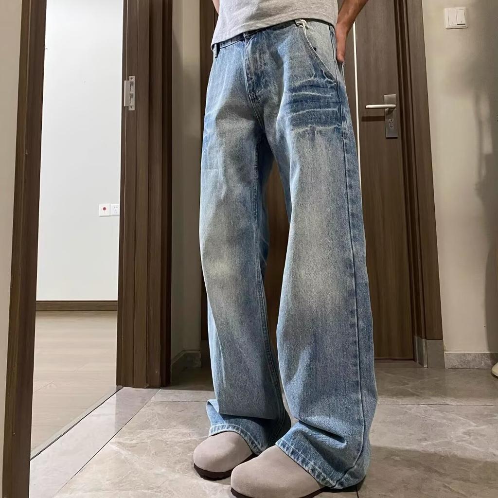 JYL Men's Flare Jeans Autumn Vintage Versatile Loose Slim Casual Denim Pants