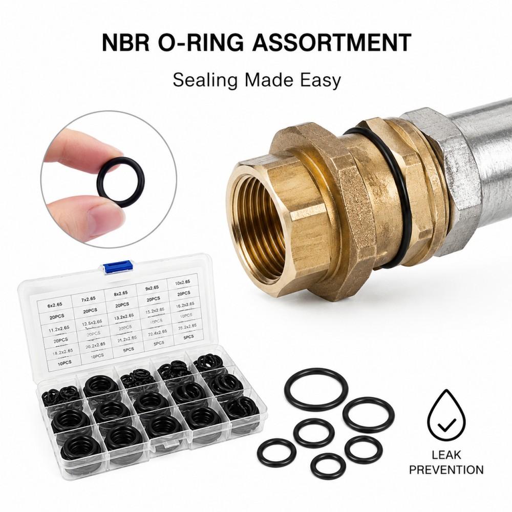 Black O Ring Seal Washer Kit CS2.65mm ID6-25mm NBR Nitrile Butadiene Waterproof Oil-Resistant Auto Accessorie O-Ring Gasket
