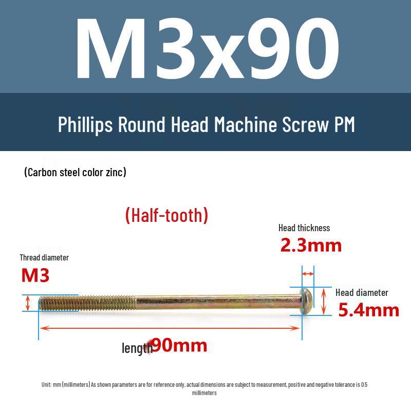 Yigu Zinc-Plated Carbon Steel PM Phillips Round Head Machine Screws M3/M4/M5