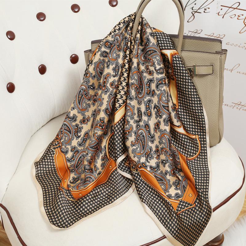 90 Square Scarves, Silk Scarves, Women's New Spring and Summer High-end Sense Versatile, Thin Scarves, Shawls Outside