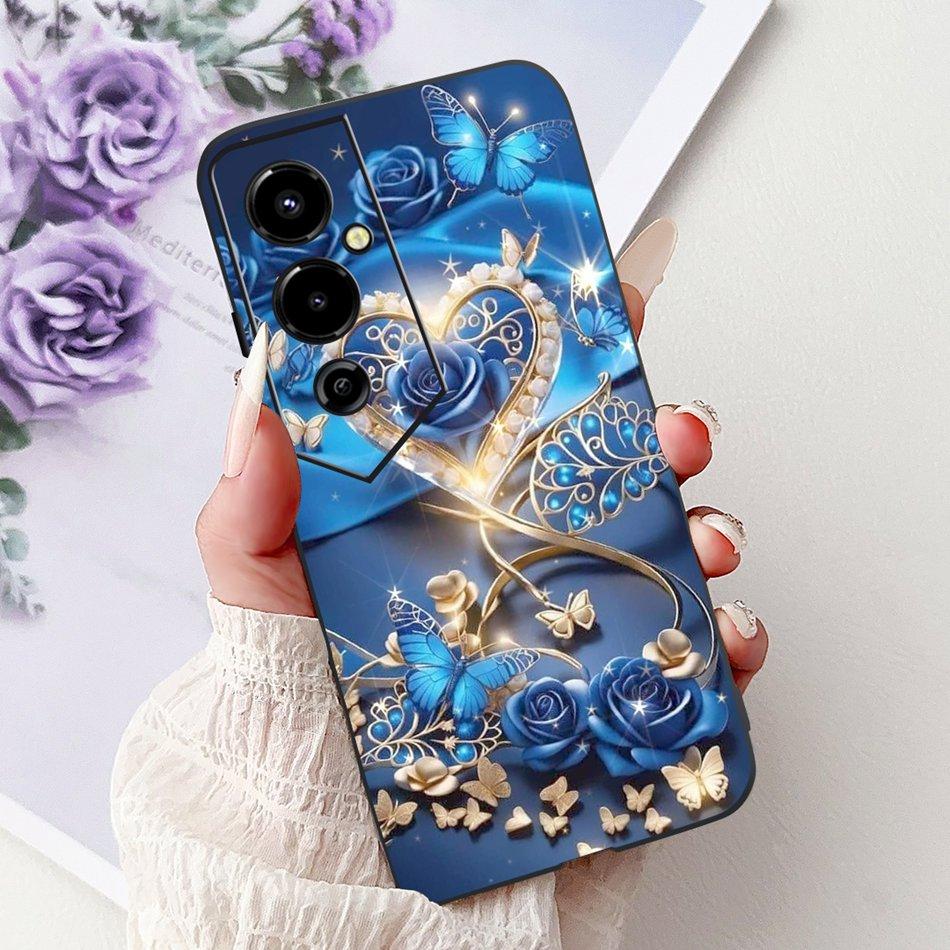 Für Tecno Pova 4 Pro Pova4 Elegantes Blumiges Katzen Handyhülle Für Tecno Pova 4 4Pro LG8n LG7n Klare TPU Silikon Weiche Hüllen Stoßfänger