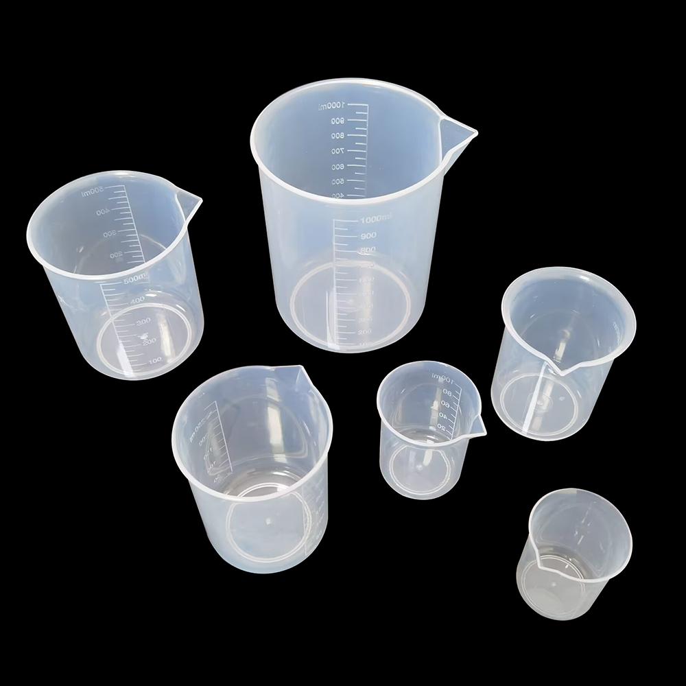 6Pc Transparent Measuring Cups For Kitchen Laboratory Test Beaker With Scale 50/100/200/300/500/1000ml Clear Plastic Mixing Cups